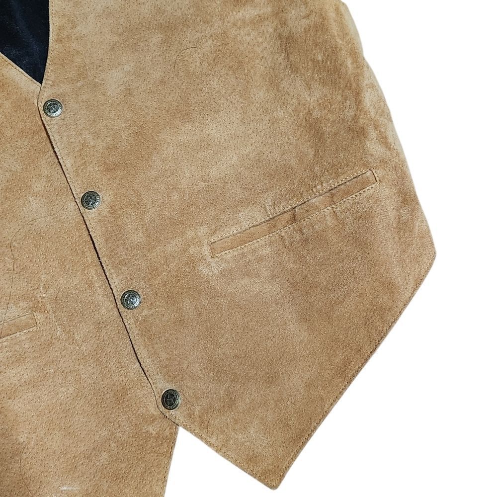 Vintage Scully Vest Men's Medium Brown Tan Suede Leather Snap Satin Back - Picture 7 of 8